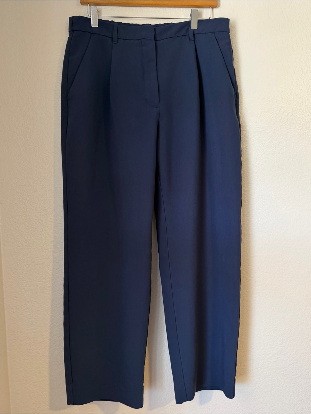 Abercrombie & Fitch Navy Pleated Tailored Wide Leg Trousers Pants Size 32 Office